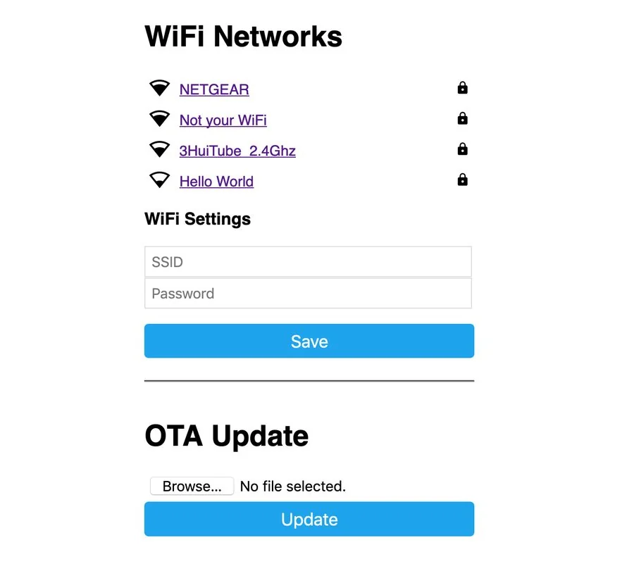 Λίστα WiFi δικτύων στο Captive Portal