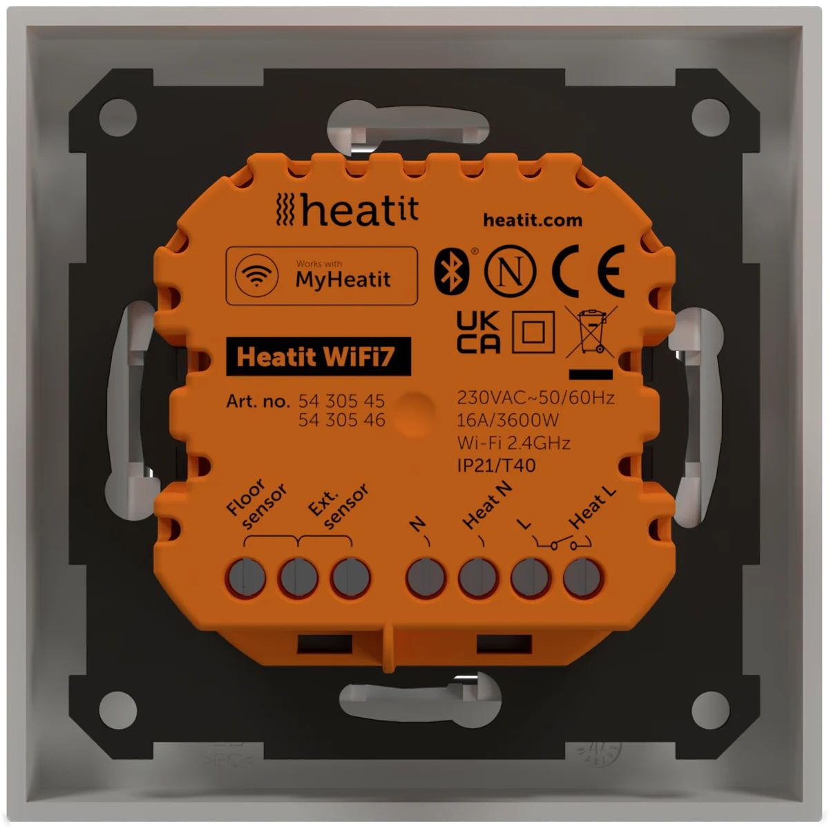 Heatit WiFi7 πίσω όψη με ακροδέκτες