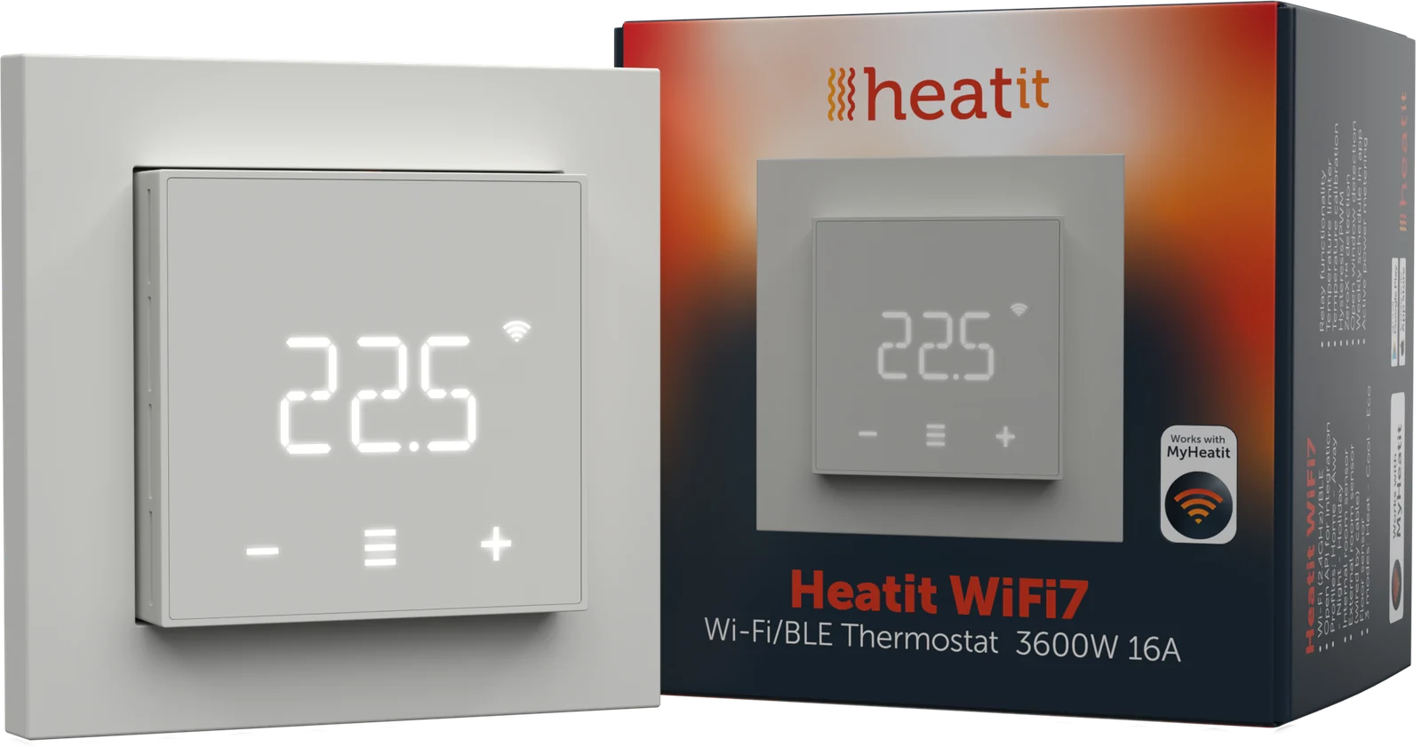 Heatit WiFi7 έξυπνος θερμοστάτης — Λευκό, με συσκευασία