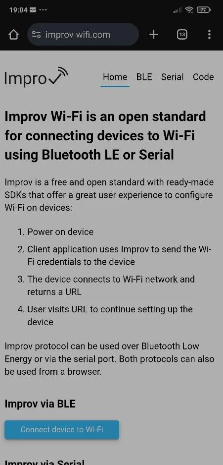 Εφαρμογή Improv WiFi